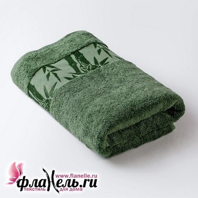 Махровое полотенце Ecotex Бамбук Классик зеленое 90х150 см