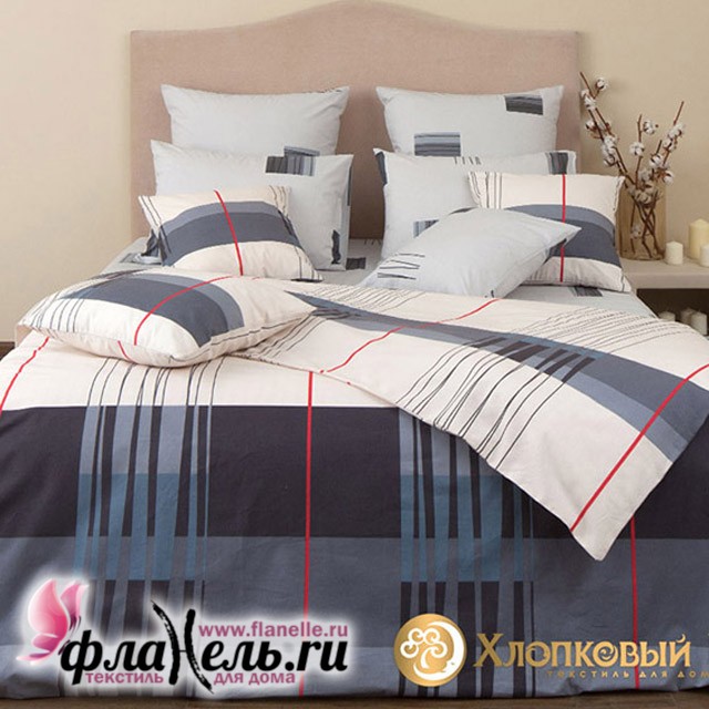 Комплект постельного белья Хлопковый край бязь Горизонт грей