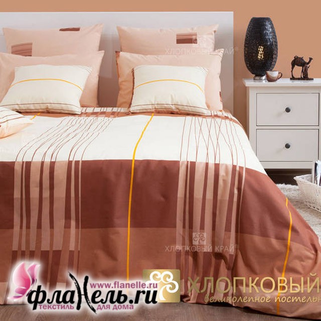 Комплект постельного белья Хлопковый край бязь Горизонт мокко