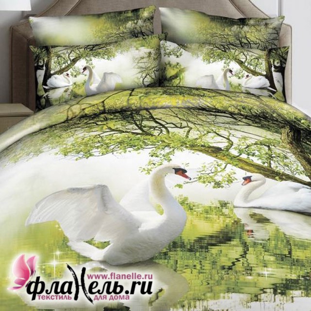 Комплект постельного белья MONA LIZA Premium 3D Swan Lake
