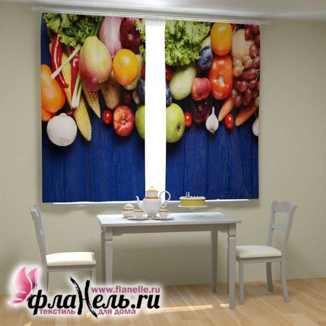 Фотошторы для кухни Фруктовый забор